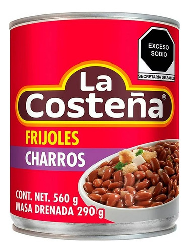6 Latas Frijoles Charros La Costeña 560 G Cada Una