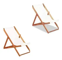 Comprar Set 2 Reposeras De Madera Plegables Con Lona Jardín O Patio