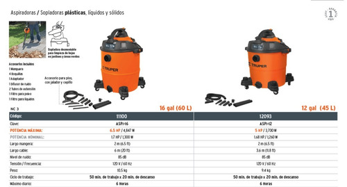 Aspiradora 8 Gal Aspira Liquidos Y Solidos Truper - 12094