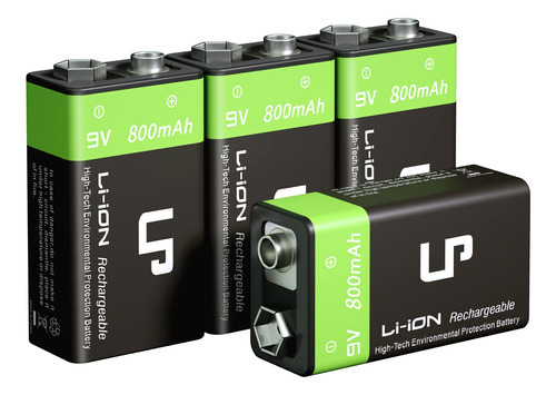 Lp Paquete De Baterias Recargables De 9 V, Paquete De 4 Bate