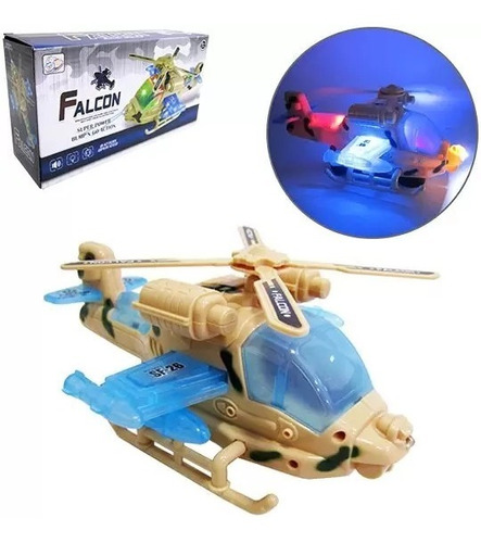 Helicóptero Con Luces Niño Juguete Falcon Militar Fricción 