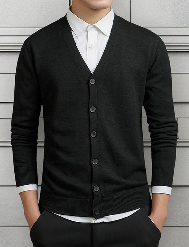 . Suéter Tipo Cárdigan Con Botones Informal Para Hombre