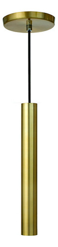 Lustre Pendente Tubinho Dourado Escovado 30cm Moderno