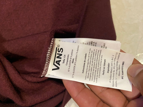 Sudadera Vans De Algodón Vino S De Hombre Cierre Cimpleto (Usado)