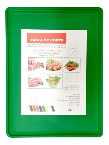 Tabla Para Picar 20 X 30 Cm De Corte Reforzada Polipropileno Color Verde Liso