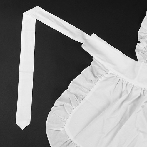 Delantal De Algodón Blanco Para Mujer, Con Volantes
