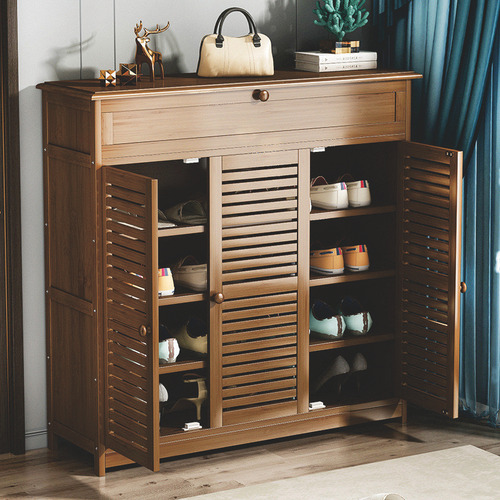 Mueble Para Zapatos De Madera Con 3 Puertas Y Cajón 99×33×99