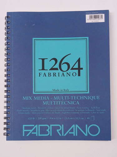 Block De Dibujo Fabriano 1264 Mix Media 9x12  200g 40hj