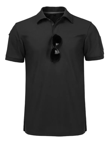 Polo Táctico De Manga Corta Con Solapa Holgada Para Hombre