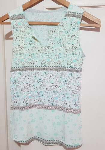 Musculosa Talle S   Floreada  Color Verde Agua