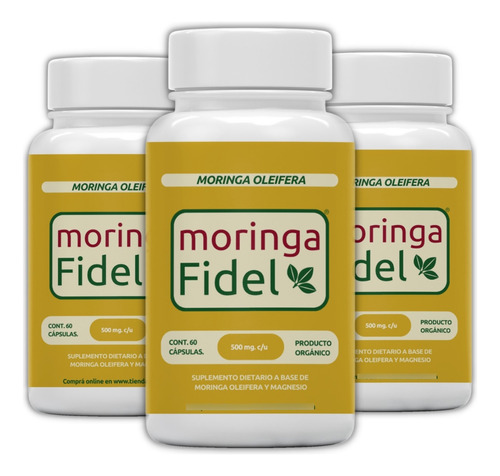 Pack X 3 Moringa Fidel Suplemento Orgánico En Cápsulas 