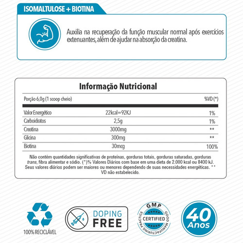 Imagem 2 de 3 de Creatina Double Force 300g Bodyaction -glicina Biotina