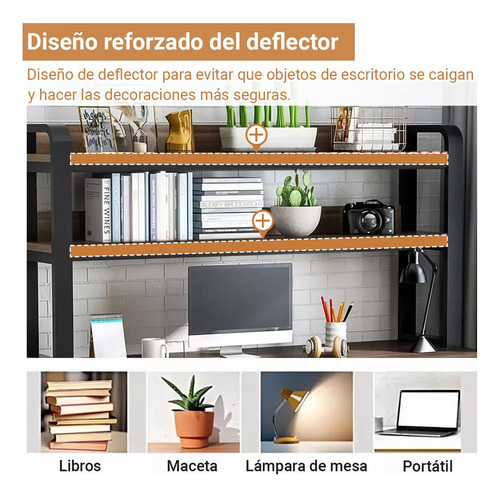Escritorio De Oficina Madera Mesa Computadora Con 2 Estantes Marrón Oscuro Y Negro