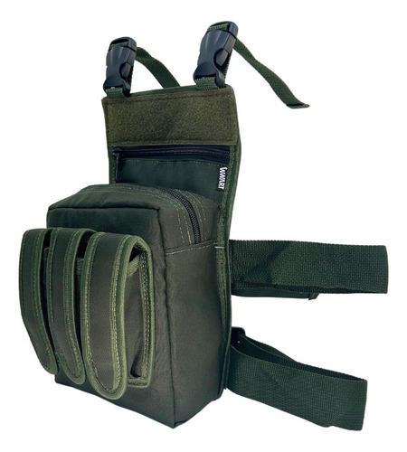 Bornal Tático Pochete De Perna Swat + Cinto De Guarnição Na Cor Verde