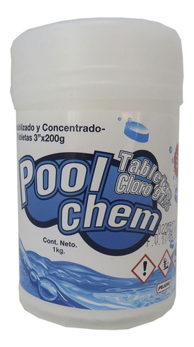 Pool Chem Cloro Para Piscina Tabletas 200 Gr X5 Und