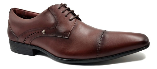 Zapato Formal Hombre Cafe De Cuero Con Cordones Levurett