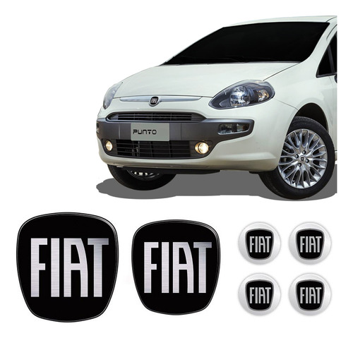 Kit Completo Adesivos Fiat Black Piano Resinado Punto 08/16