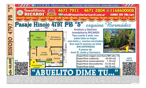 Abuelito Dime Tu - Tipo Casita Todo En Bajos Con Patio