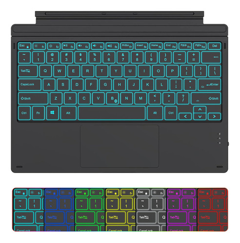 Fdqi Teclado Surface Pro 7 Retroiluminado De 7 Colores, T