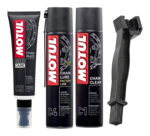 Motul C1 Desengrasante + Motul C4 + Motul C5 + Cepillo