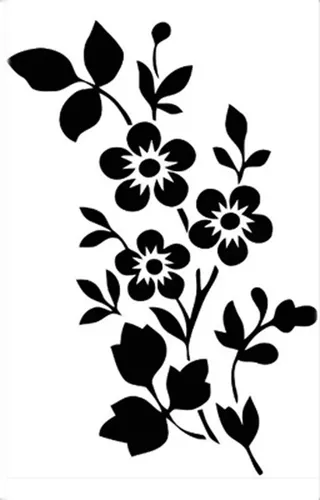 Stencil Natureza Borboleta Flores Molde Vazado 4 Peças A4