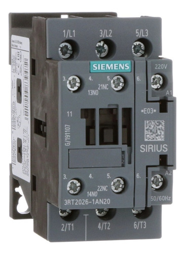 3rt2026-1an20 Contator Siemens 25 amp Bob220vac S0 C-1Na+1NC
