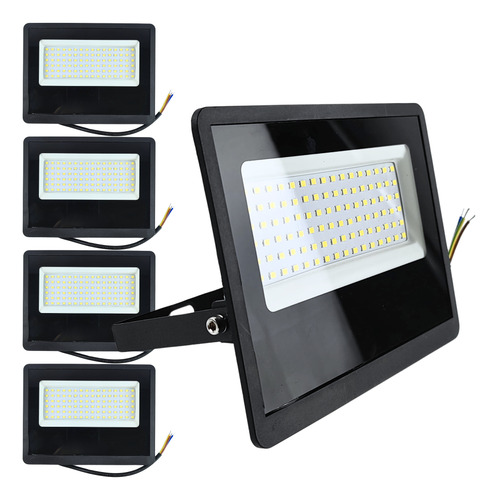 Kit 5 Refletor Led 200w Holofote Bivolt Ip66 Branco Frio