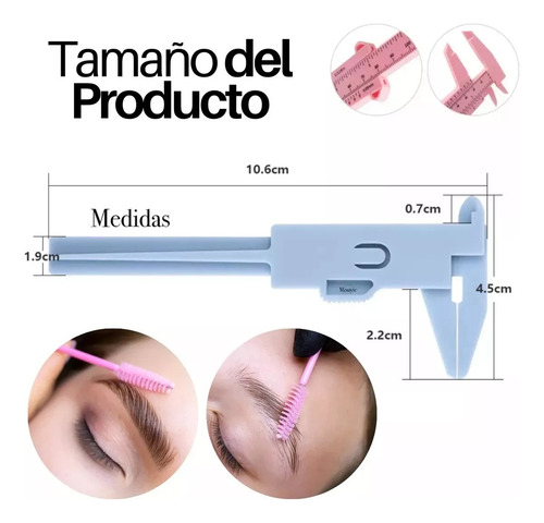 2 Regla Vernier Para Cejas+plantillas +cepillo Para Pestañas