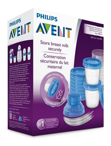 Imagen 2 de 6 de Recipientes Via Leche Materna Avent Re Utilizables 10 Unid