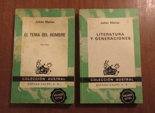 Lote 2 Libros Julian Marias El Tema Del Hombre Literatura Y 