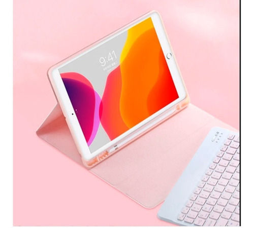 Funda Teclado Con Touchpad @ iPad 10.2 7ma Generación Rosado