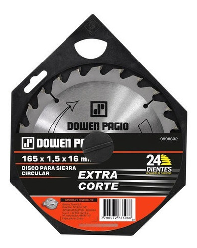 Disco Sierra Circular 165 Mm 24 Dientes Dowen Pagio 9998632