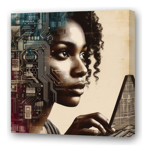 Cuadro 20x20cm Mujer Africana Digital Programacion M2