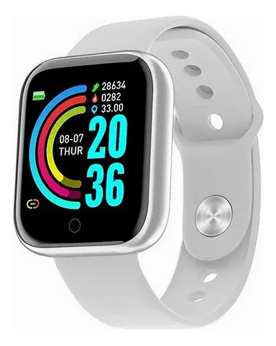 Relógio Smartwatch Android Ios Inteligente D20 Bluetooth Caixa Branca Pulseira Branco Bisel Cinza Desenho Da Pulseira Liso