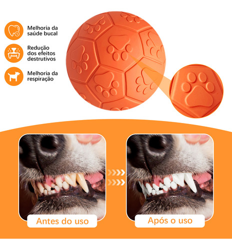 Bola de Futebol Pequena com Som para Cachorro Momovida Dt-15 Laranja