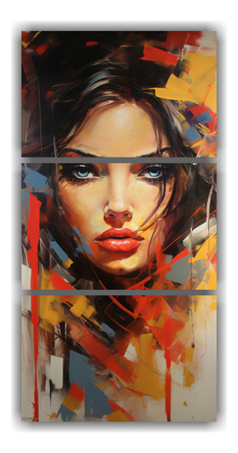 120x240cm Cuadro Tríptico De Mujer En Pintura Abstracta