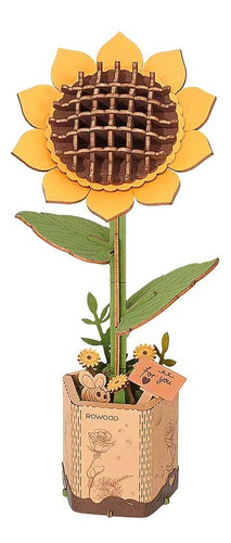 Puzzle 3d - Flores De Madera - Sunflower - Rowood