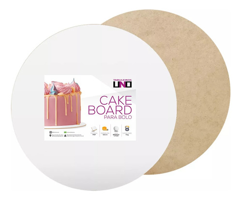 Kit 3 Cake Board 35cm Tabuleiro Bolo Em Mdf 3mm Redondo
