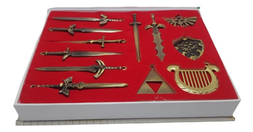 Estuche Llaveros Emblemas Espadas De Lujo Zelda Link