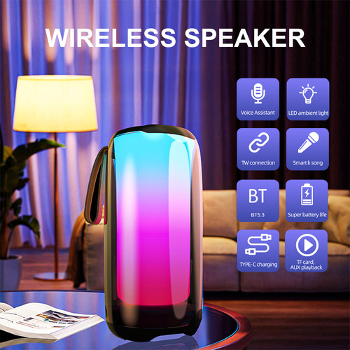 Bocinas Bluetooth Portátil Con Led Rgb Con 1 Micrófonos