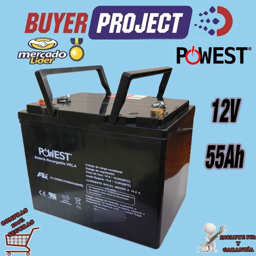 Bateria Sellada Powest Fl De 12v 55ah Ups Inversores Paneles