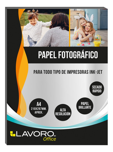 Papel Fotografico Glossy A4 180grs Doble Faz 20hj Lavoro