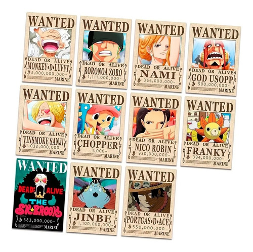 One Piece 10 Posters Envio Gratis 28x21 Se Busca Wanted +ace