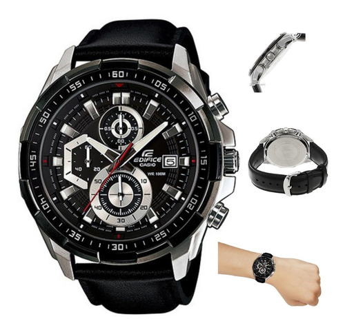 Reloj Casio Edifice Acero Y Cuero Sumergible Deportivo