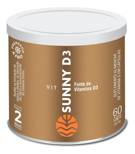 Vitamina D Sunny Vita D3 60 Caps Vital Atman Sabor Sem Sabor