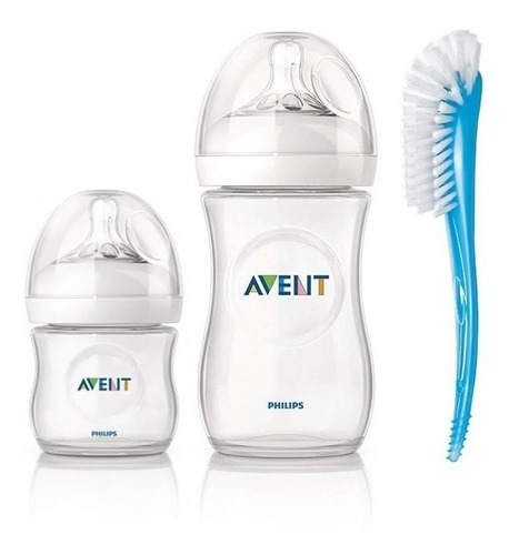 Combo Avent Mamaderas Natural 125ml+330ml+ Limpia Mamadera