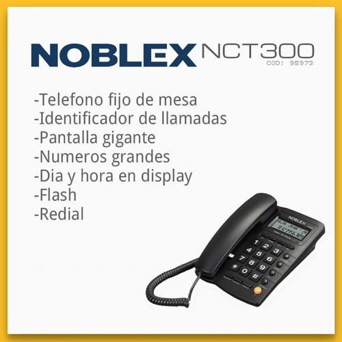 Teléfono Alámbrico Noblex Nct300 Color Negro