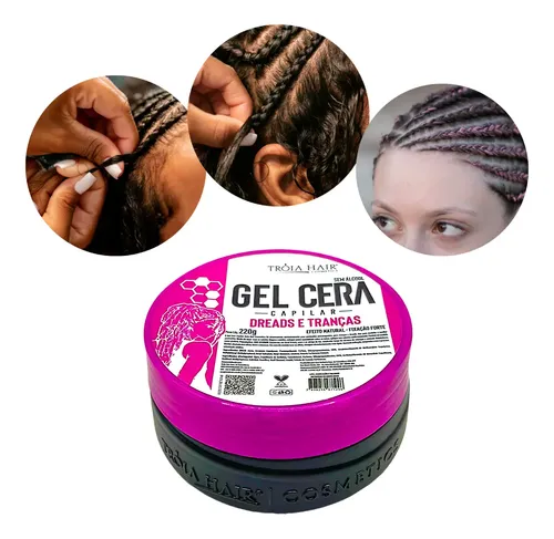 Gel Cera P/ Tranças Box Braids Baby Hair Dread 220g Tróia