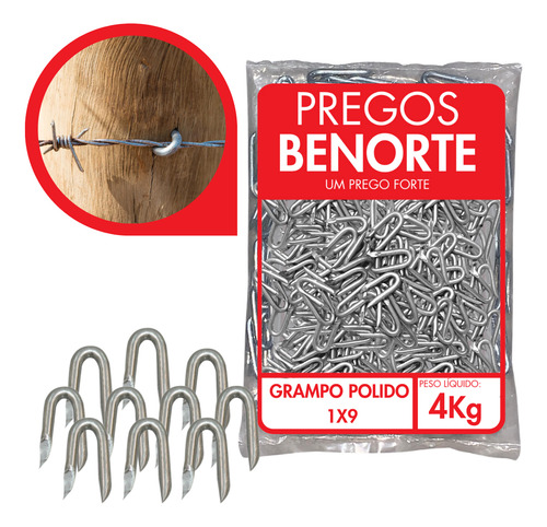 4kg Grampo Para Cerca Arame Farpado 1x9 Polido 800 Unidades