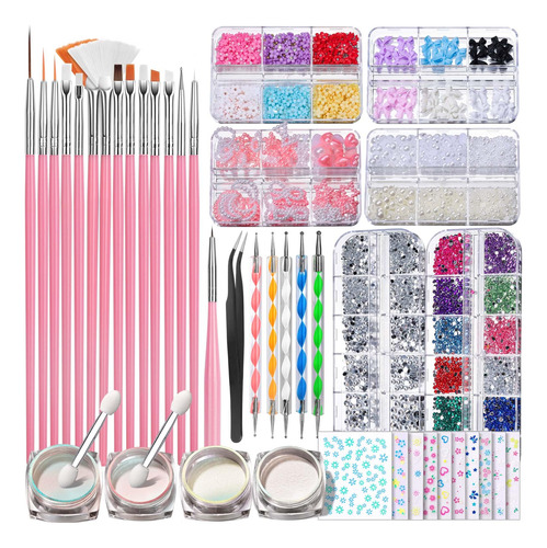 Juego De Pinceles De Uñas Fandamei Kit De Diseño Y Arte Color
